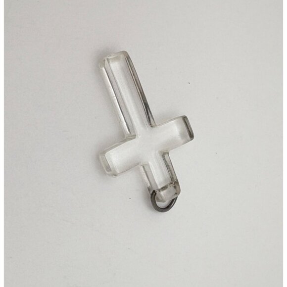 Cross Pendant Clear Acrylic Charm With Metal Loop - Picture 4 of 6